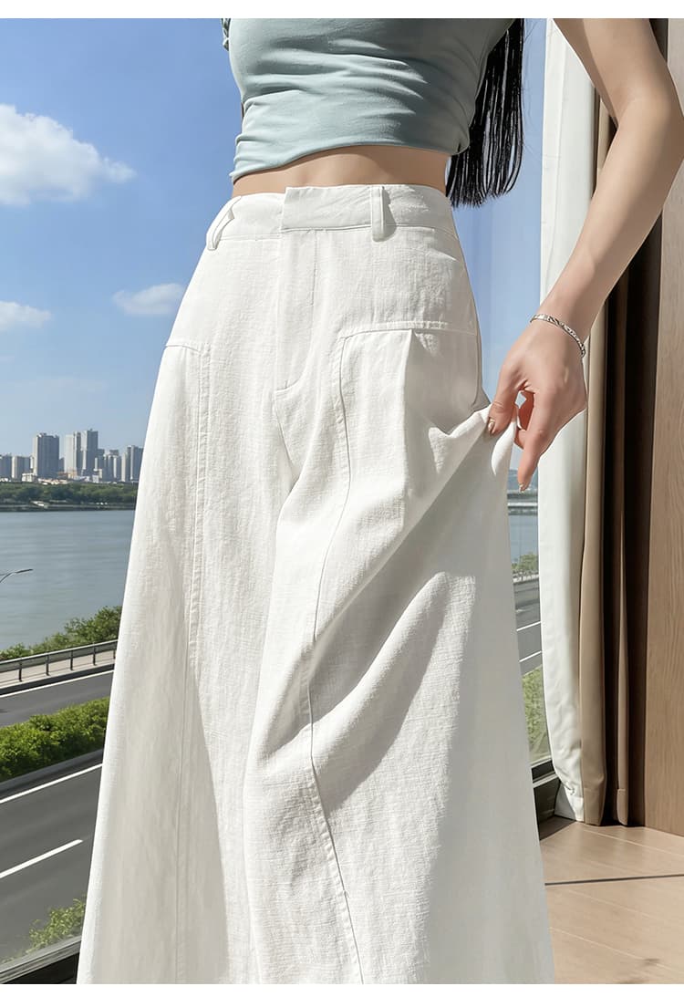 실사 화이트 대나무 마디 면 캐주얼 바지 여성 여름 얇은 스타일 2026 루즈핏 차가운 센스 와이드 레그 팬츠 느긋한 바람 스트레이트 팬츠 상세 이미지 33