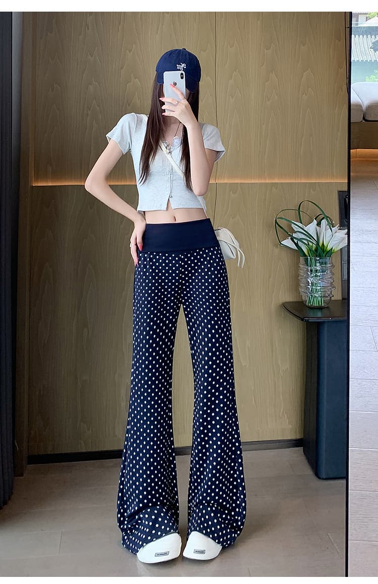 실사 작은 에어컨 부츠컷 바지 2026 아모이 얼음 차가운 도트 무늬 구리 암모니아 모달 캐주얼 바지 하이웨이스트 슬림해 보이는 긴 바지 상세 이미지 50