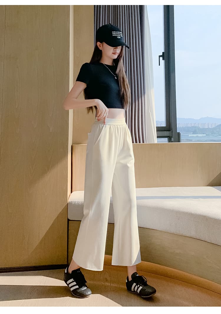 실사 공기 차가운 센스 굴곡 바지 2026 여름 여성 작은 키 스트레이트 좁은 에디션 웨이 바지 슬림해 보이는 다용도 캐주얼 바지 상세 이미지 48