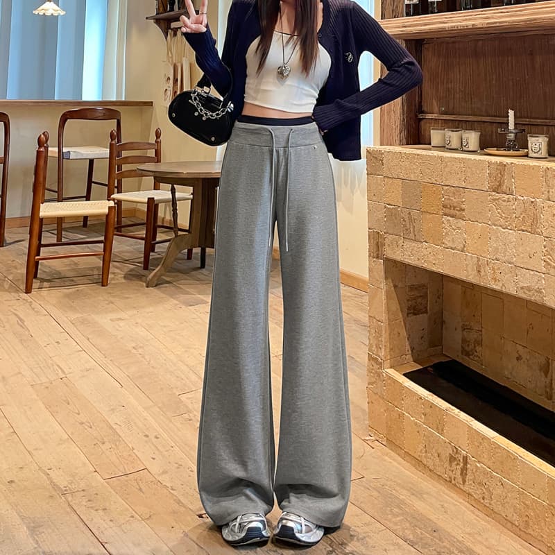 실사 회색 좁은 에디션 와이드 레깅스 바지 2026 새로운 가을 도루 센스 스트레이트 요가 캐주얼 운동 웨이 바지 루즈핏 이미지 5