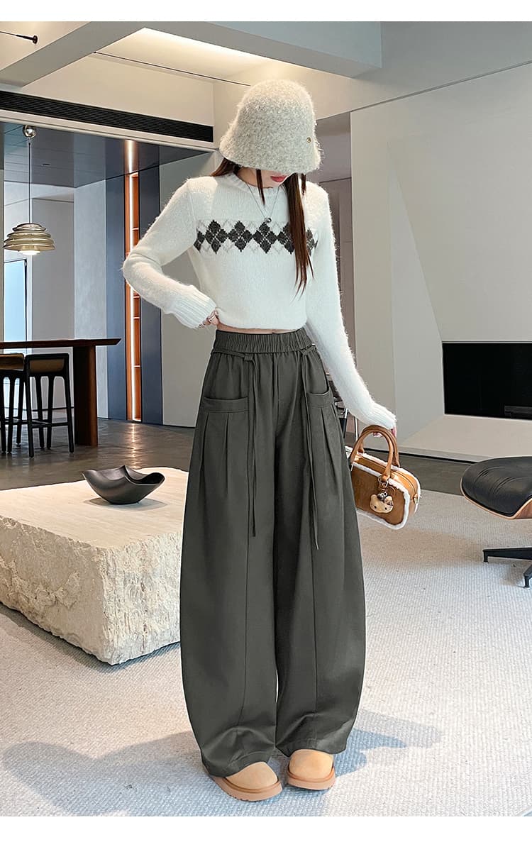 실사 아메리칸 넓은 다리 캐주얼 바지 2026 가을 넓은 다리 워크웨어 팬츠 주머니 플리츠 다용도 무 모통이 칼 바지 여성 상세 이미지 39