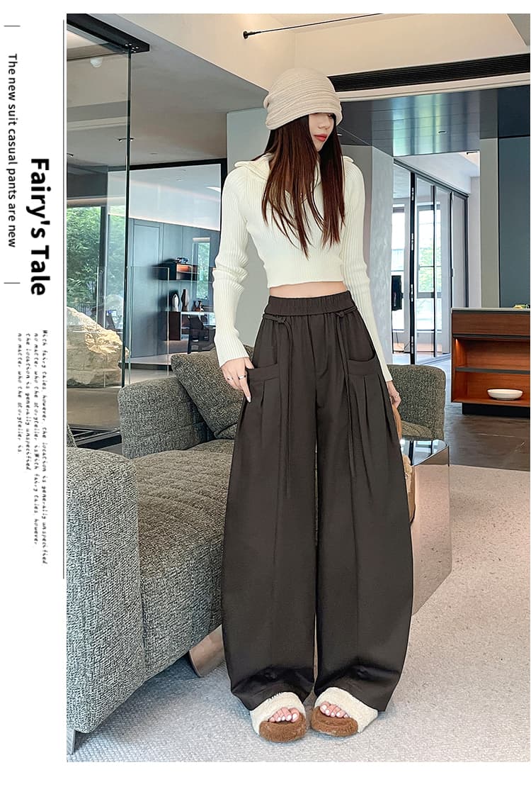 실사 아메리칸 넓은 다리 캐주얼 바지 2026 가을 넓은 다리 워크웨어 팬츠 주머니 플리츠 다용도 무 모통이 칼 바지 여성 상세 이미지 55