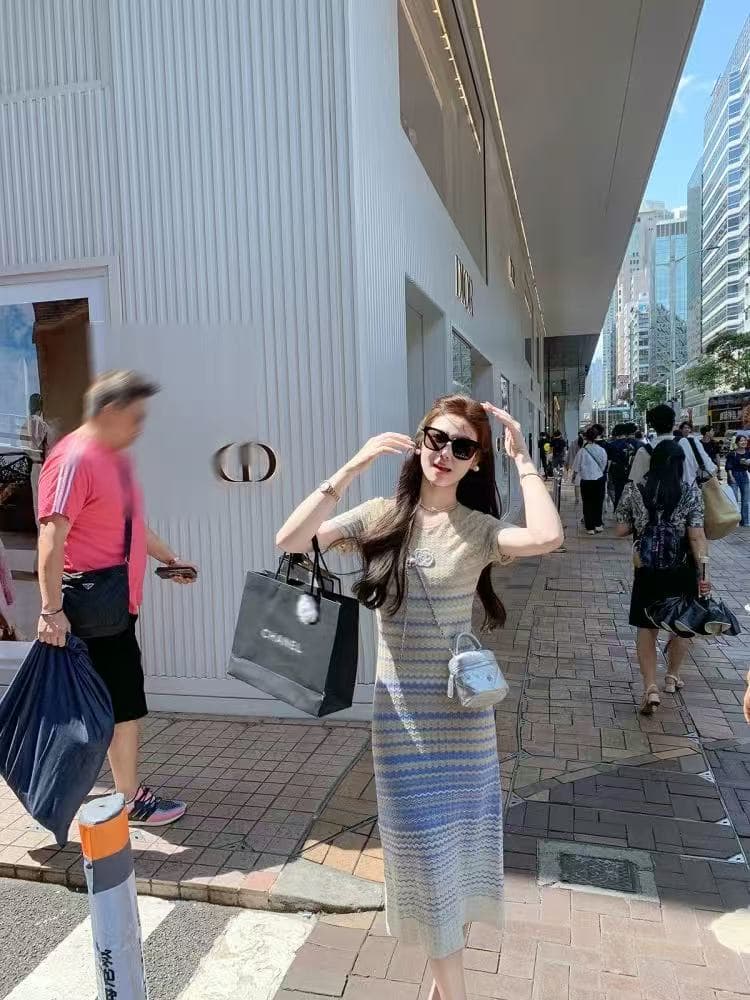 물고기 토끼 ~ 중 토끼 동백 나무 민소매 조끼 여성 드레스 여름 새로운 니트 치마 품격 롱 스커트 이미지 2