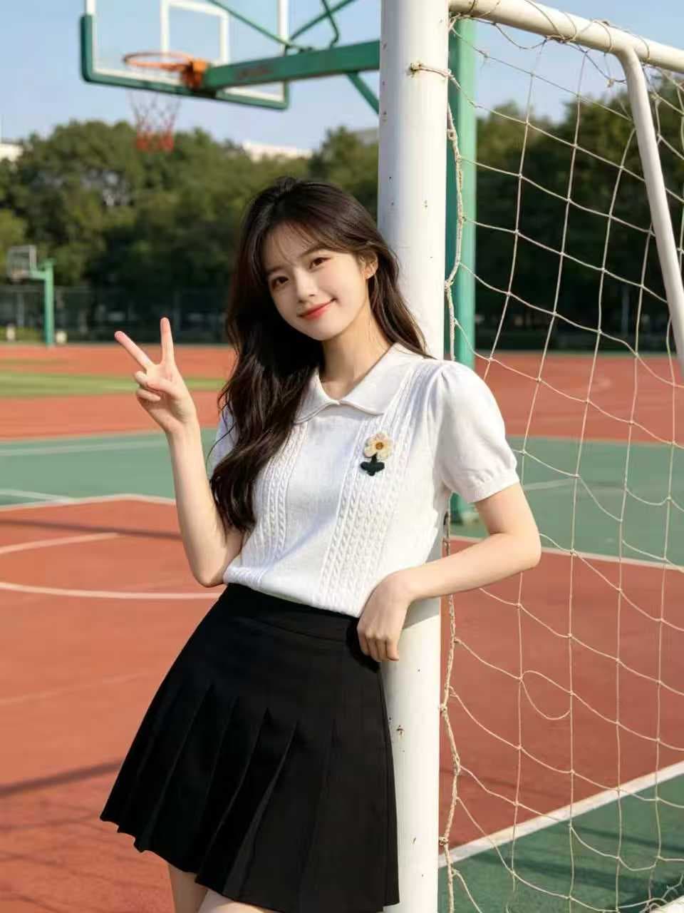 한 부서 꽈배기 자수 polo 반팔 긍정적 인 어깨 니트 스웨터 티셔츠 여성 여름 고급 센스 고유 한 Chic 쇼트 스타일 맨위 상세 이미지 2