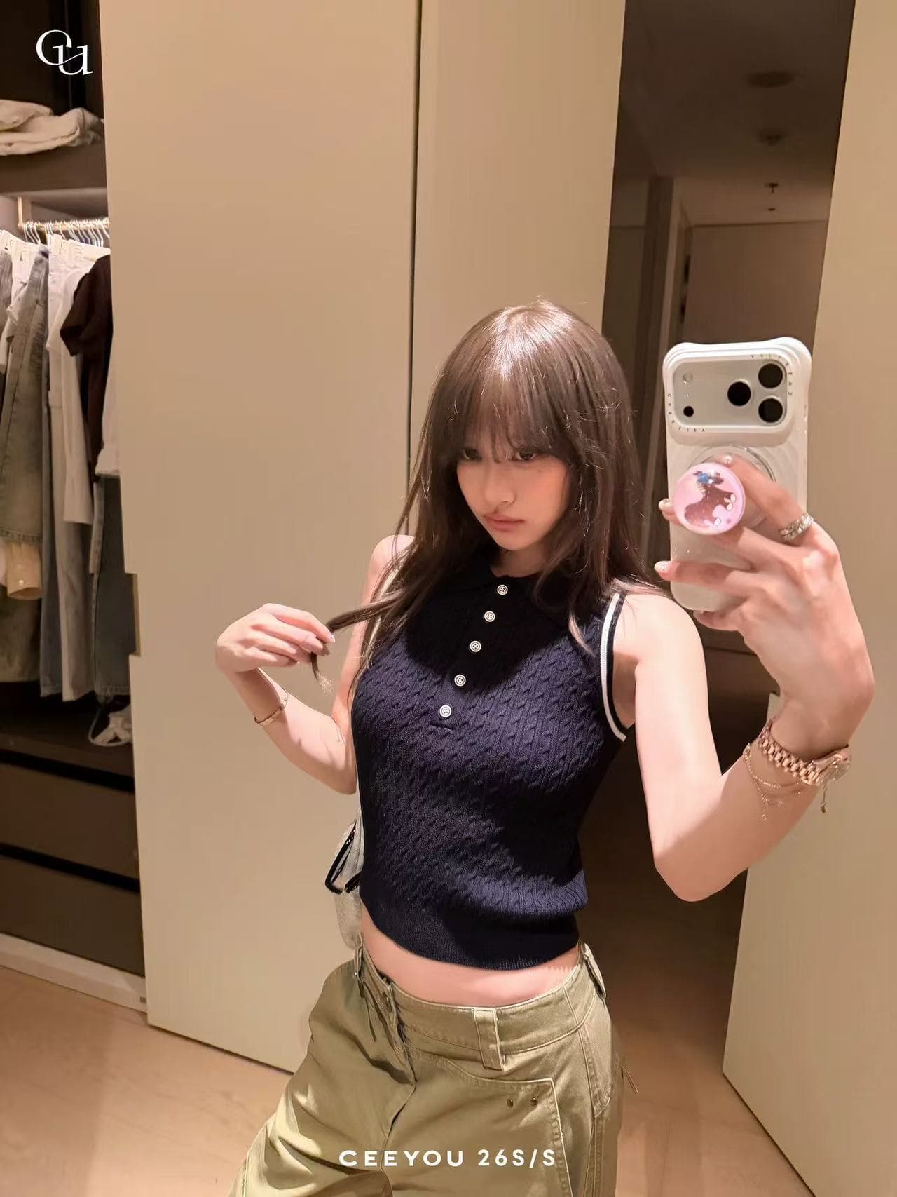ceeyou 배색 좋은 꽈배기 POLO 칼라 학원 조끼 상세 이미지 1