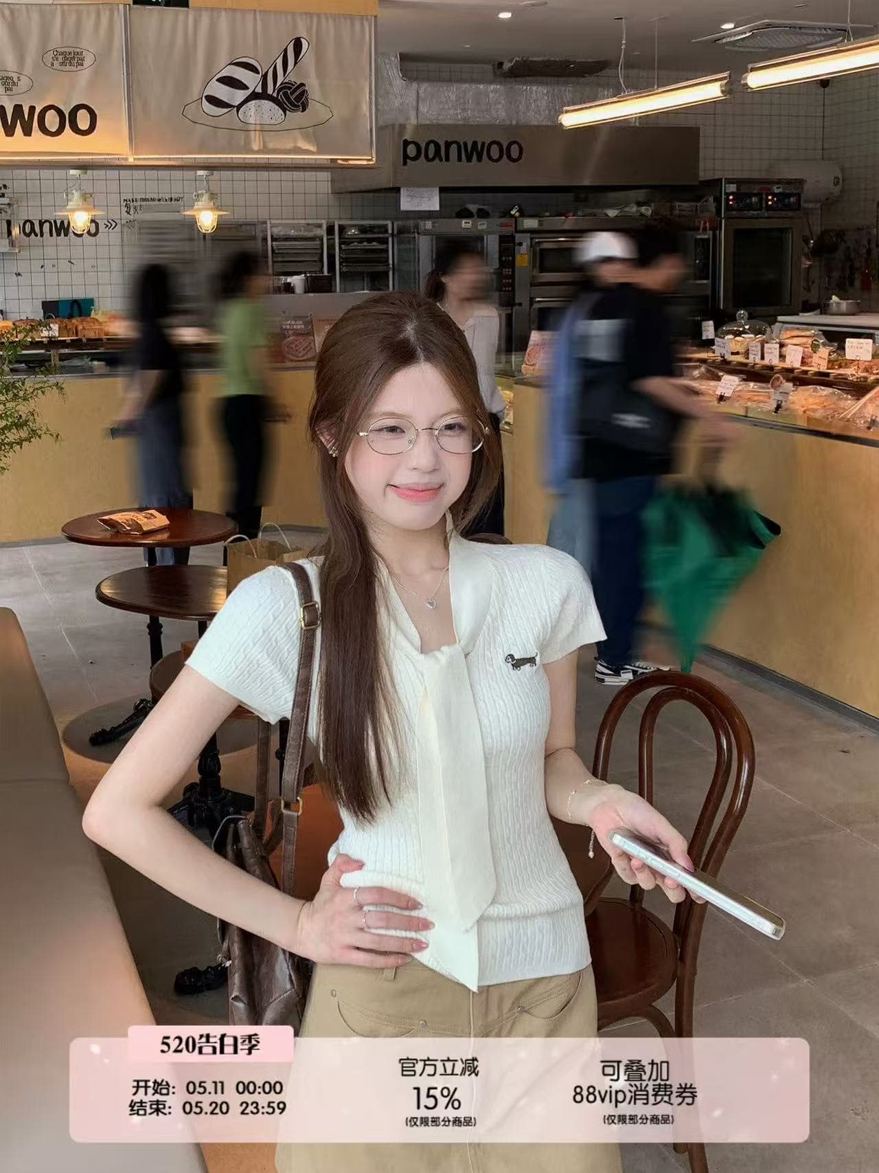 우 77 스카프 칼라 닥스 훈트 자수 니트 반팔 여성 여름 한 부서 쇼트 스타일 다용도 몸매 가꾸기 슬림해 보이는 티셔츠 맨위 상세 이미지 1