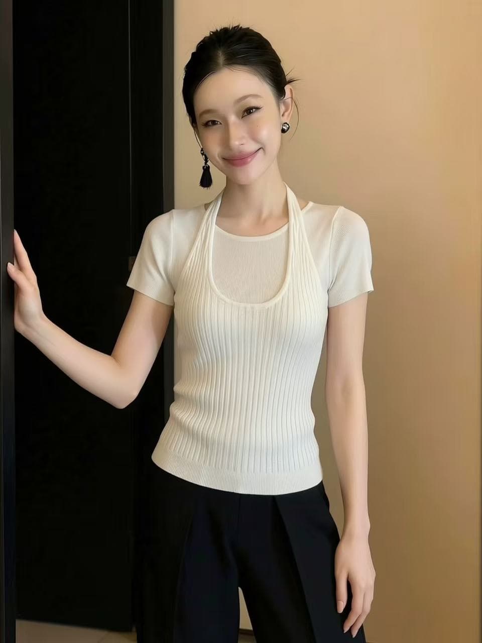 유럽 상품 무거운 2026 년 여름 새로운 패션 다용도 반팔 티셔츠 고급 센스 착용 가져 가라. 아름다운 맨위 여성 의류 이미지 2