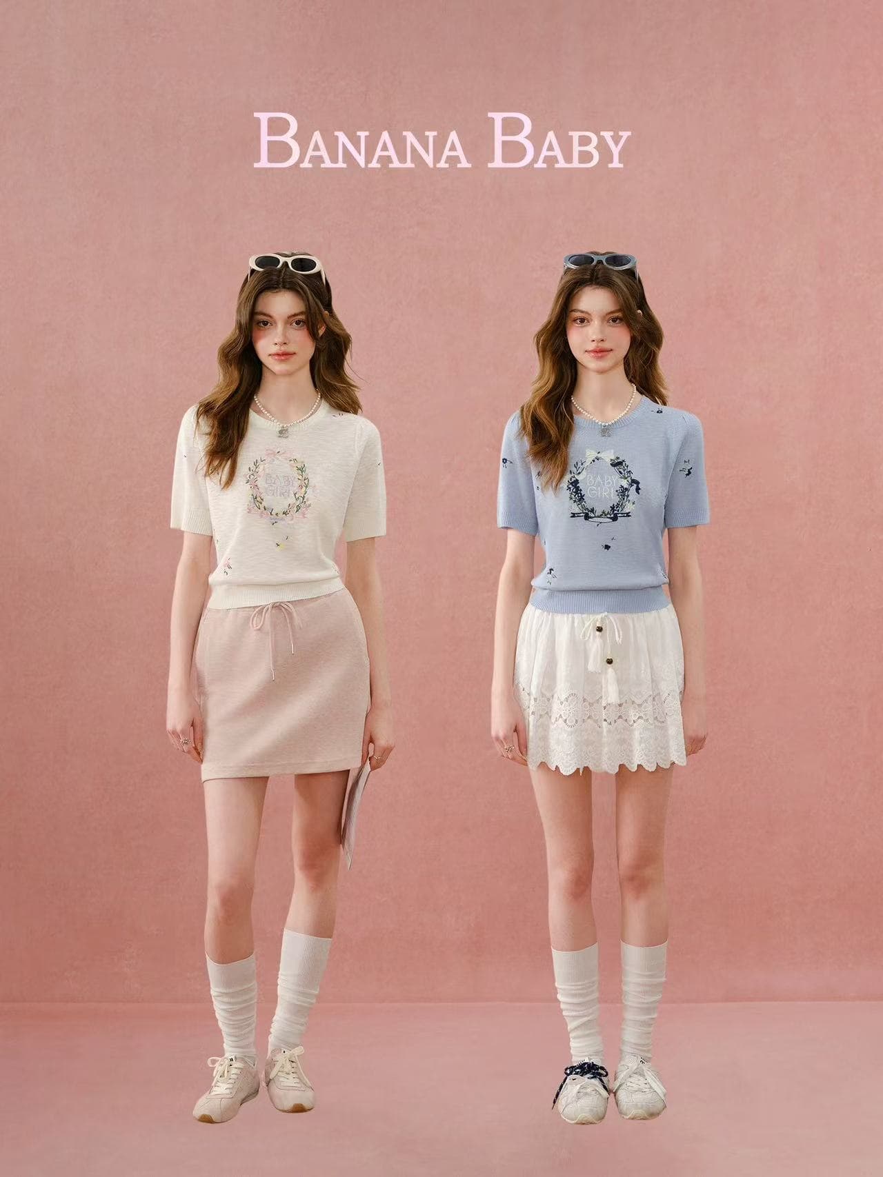 banana baby2026 년 여름 새로운 프랑스식 달콤함 꽃무늬 자수 얇은 니트 스웨터 반팔 여성 상세 이미지 2