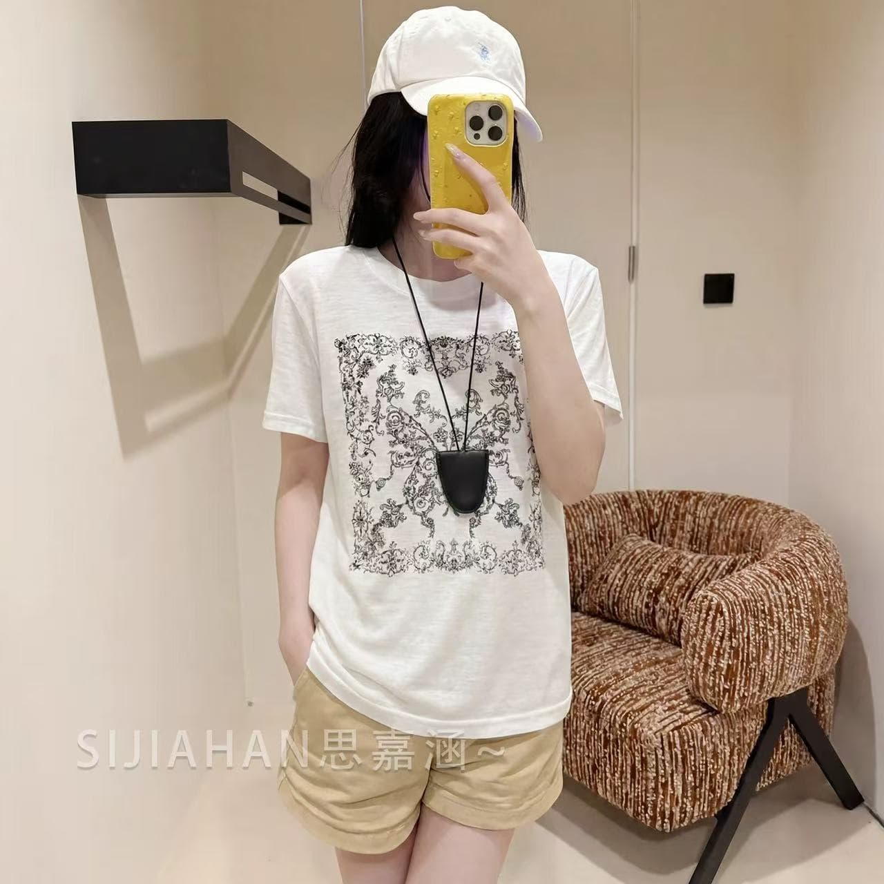 생각하기 지아 한 문예 레트로 배색 자수 반팔 대나무 마디 마 티셔츠 여성 26 봄 여름 새로운 디자인 센스 맨위 상세 이미지 2