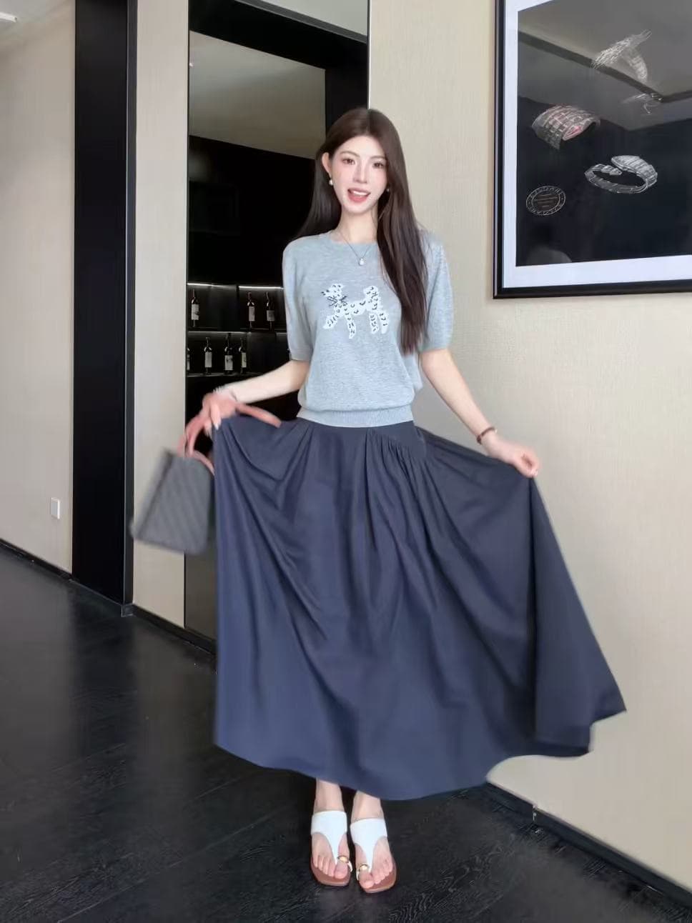 ziyi 강아지 자카드 라운드 넥 연령 감소 반팔 니트 스웨터 여성 여름 다용도 캐주얼 맨위 zz-0202 상세 이미지 5