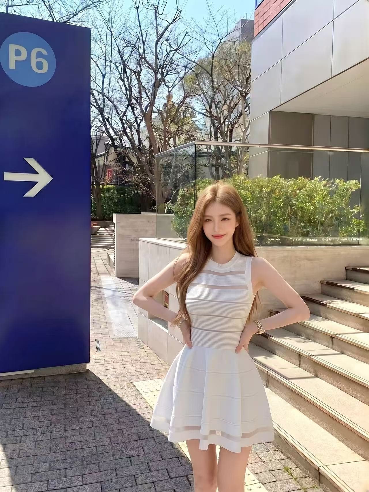 명문 여성 품격 바람 망사 패치워크 니트 여성 드레스 여름 작은 키 몸매 가꾸기 슬림해 보이는 섹시함 홀로우 아웃 미니 스커트 이미지 3