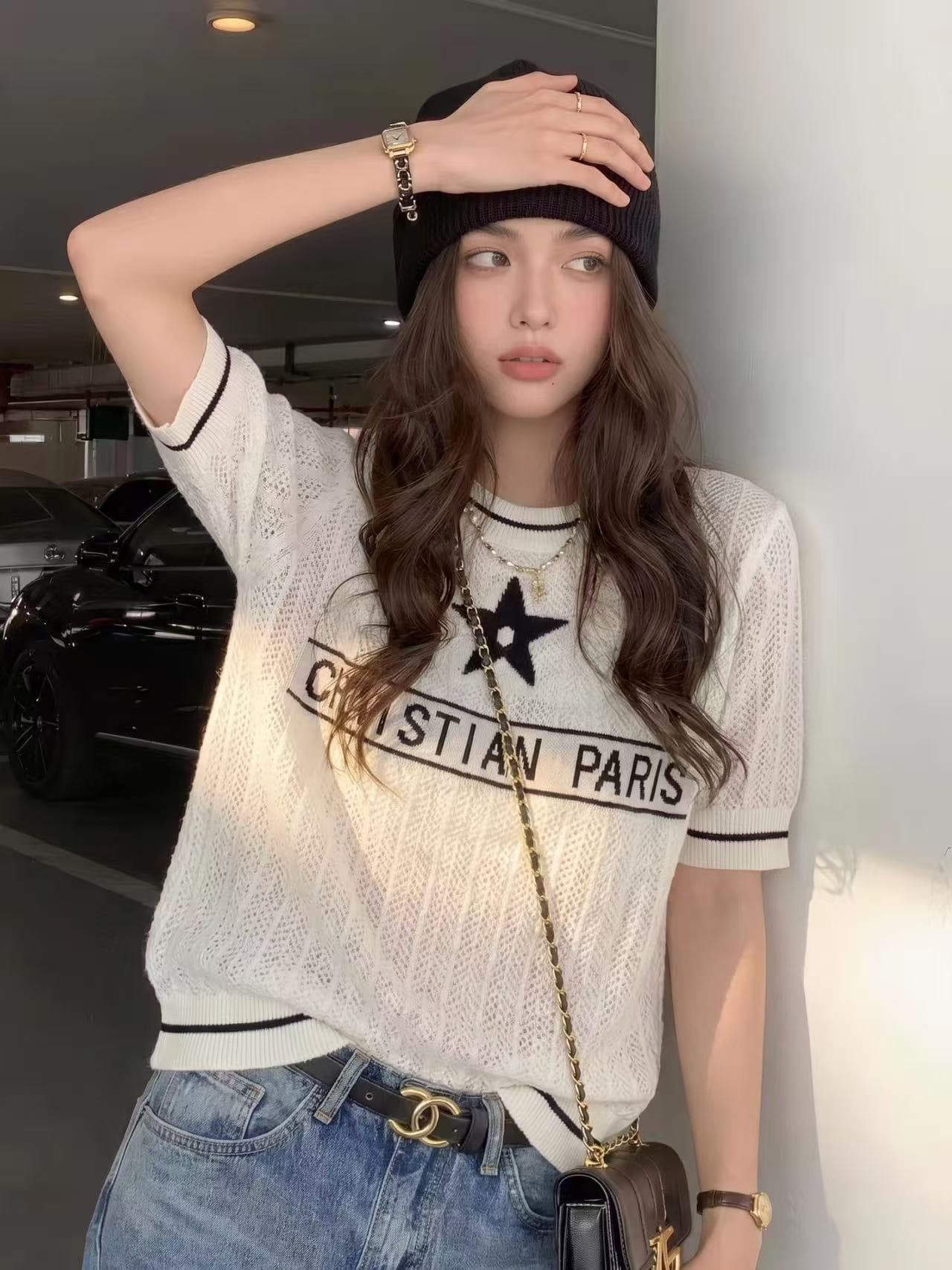 여름 새로운 인기 폭발 품격 프랑스식 Chic 부드러운 달콤함 데이트 다용도 슬림해 보이는 캐주얼 루즈핏 맨위