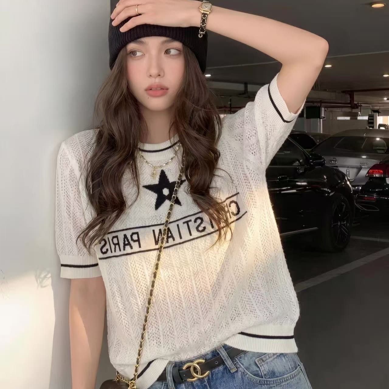 여름 새로운 인기 폭발 품격 프랑스식 Chic 부드러운 달콤함 데이트 다용도 슬림해 보이는 캐주얼 루즈핏 맨위 이미지 5