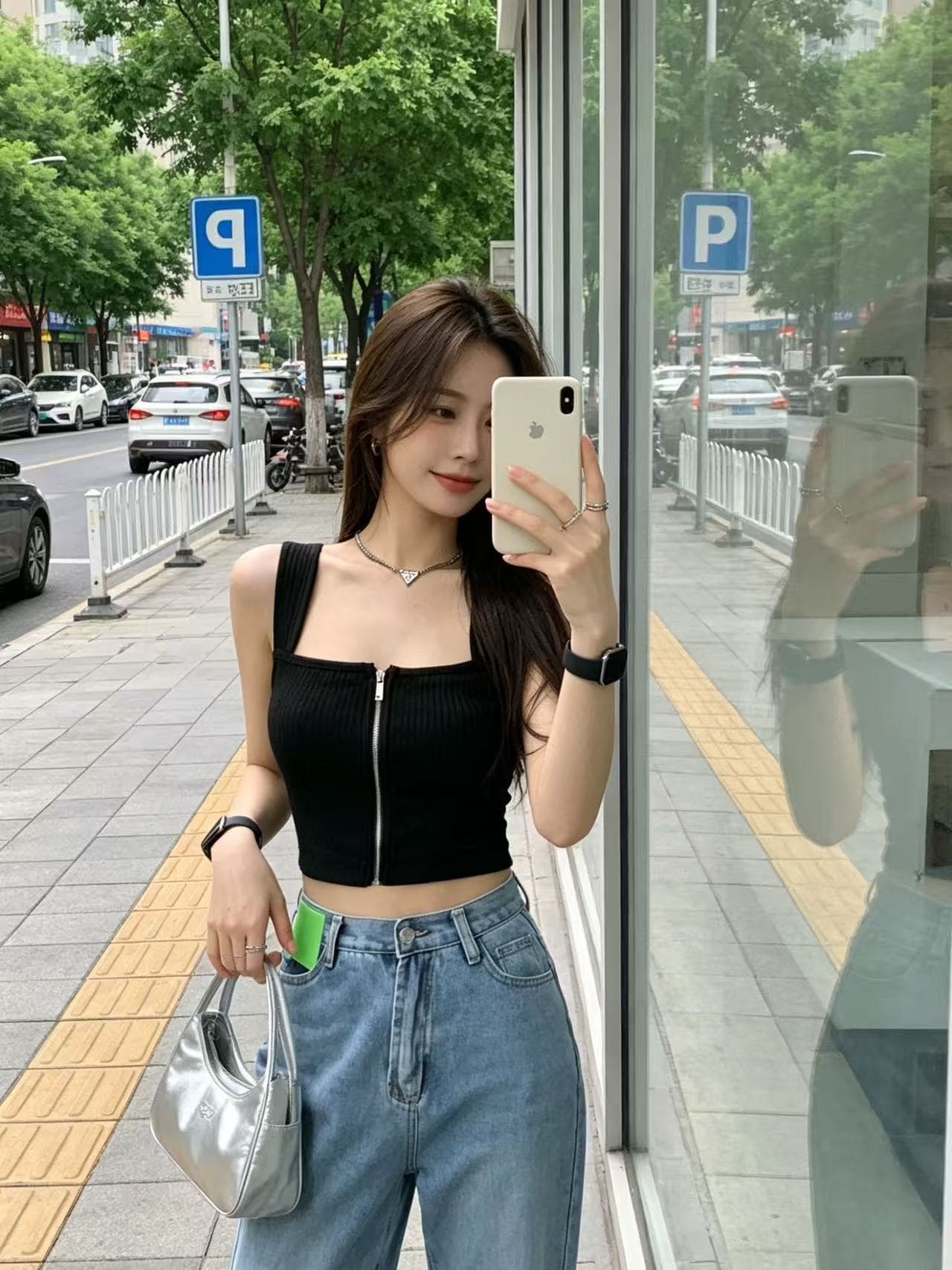 핫걸 슬립 단색 지퍼 조끼 외출용 여름 인사이드 가져 가라. 쇼트 스타일 프랑스식 순수한 욕망 섹시함 포장 가슴 맨위 여성 트렌디 이미지 3