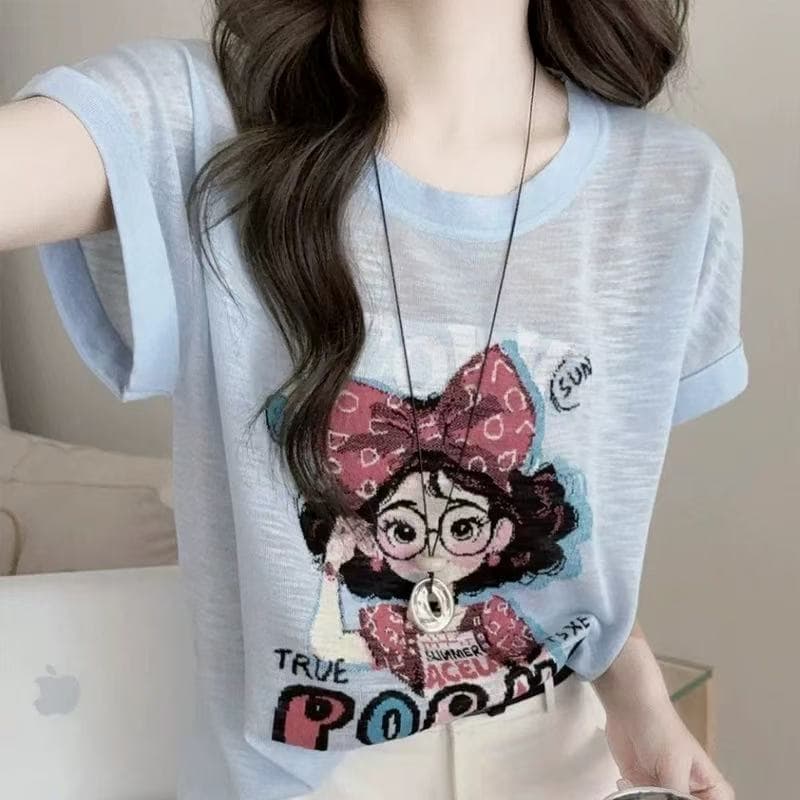 유럽 상품 2026 새로운 작은 대중 디자인 센스 잘 생긴 루즈핏 얇은 스타일 티셔츠 대나무 마디 마 라운드 넥 맨위 여성 여름 이미지 5