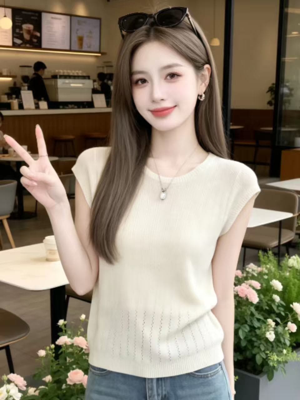 여름 새로운 한 부서 패션 품격 부드러운 슬림해 보이는 다용도 반팔 니트 티셔츠 나가라. 아름다운 맨위 폭발