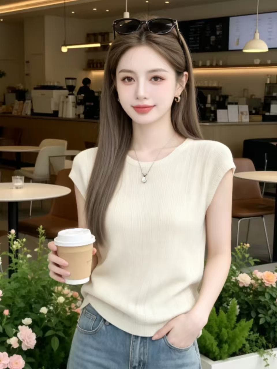 여름 새로운 한 부서 패션 품격 부드러운 슬림해 보이는 다용도 반팔 니트 티셔츠 나가라. 아름다운 맨위 폭발 이미지 4