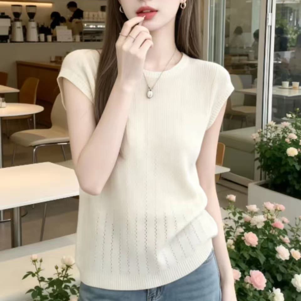 여름 새로운 한 부서 패션 품격 부드러운 슬림해 보이는 다용도 반팔 니트 티셔츠 나가라. 아름다운 맨위 폭발 이미지 5