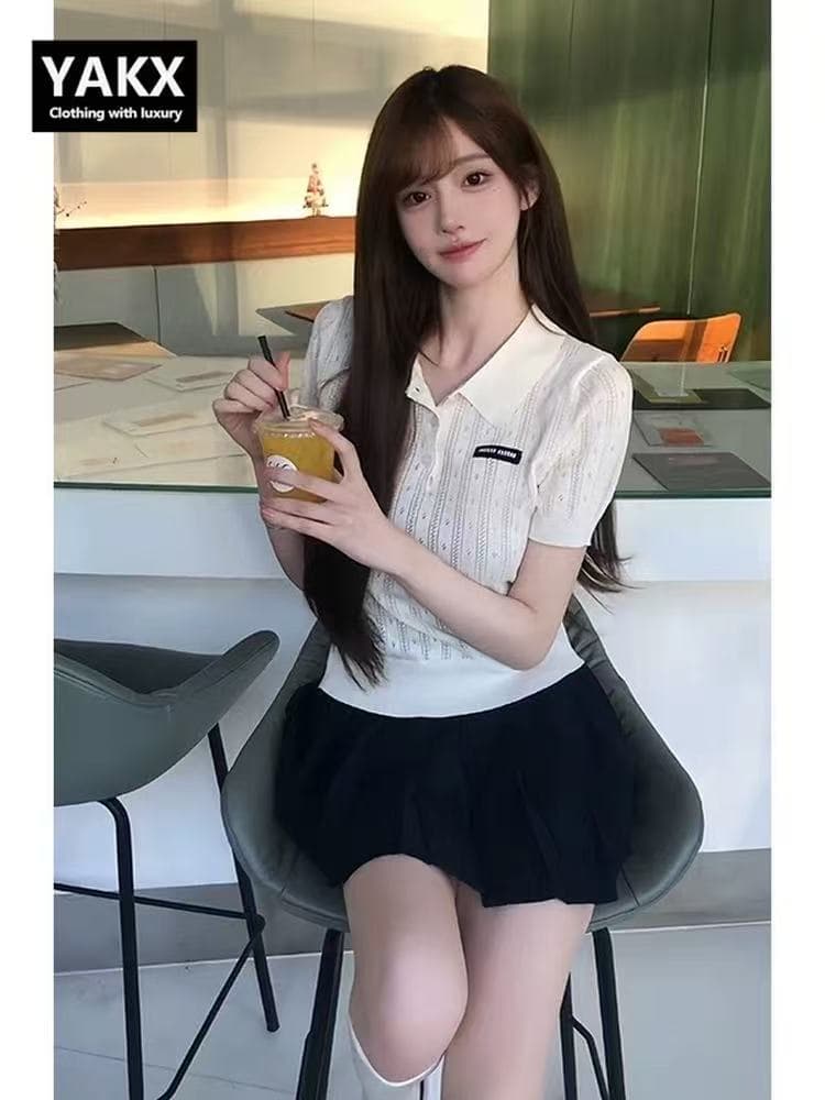 프랑스식 고급 센스 베이비 칼라 민소매 니트 스웨터 조끼 여름 새로운 몸매 가꾸기 달콤한 핫걸 패션 착용 잡아라. 의류 상세 이미지 5