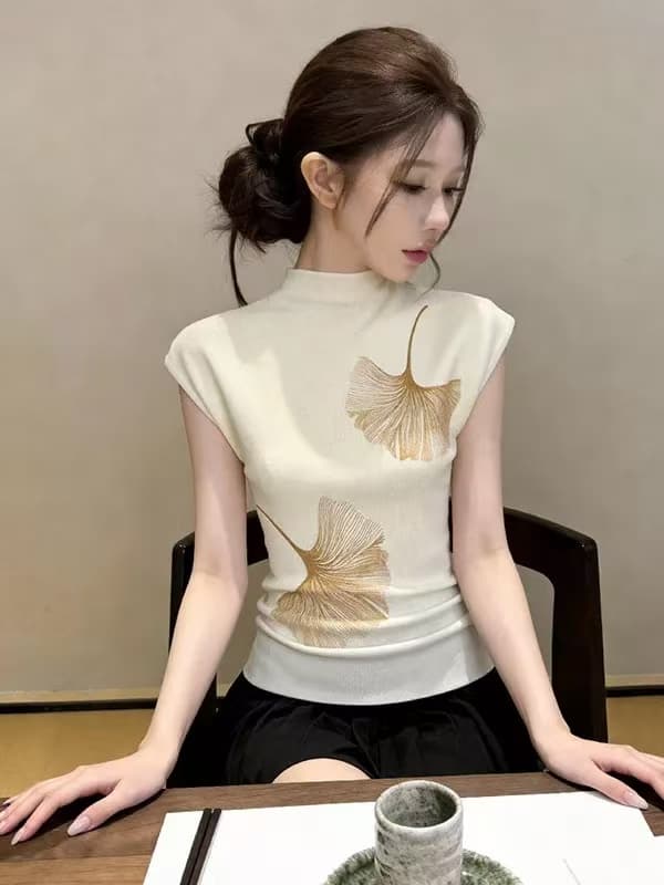 조수 브랜드 순수한 욕망 바람 반하이넥 반팔 니트 스웨터 여름 새로운 인사이드 가져 가라. 슬림해 보이는 다용도 동정 고유 한 Chic 맨위