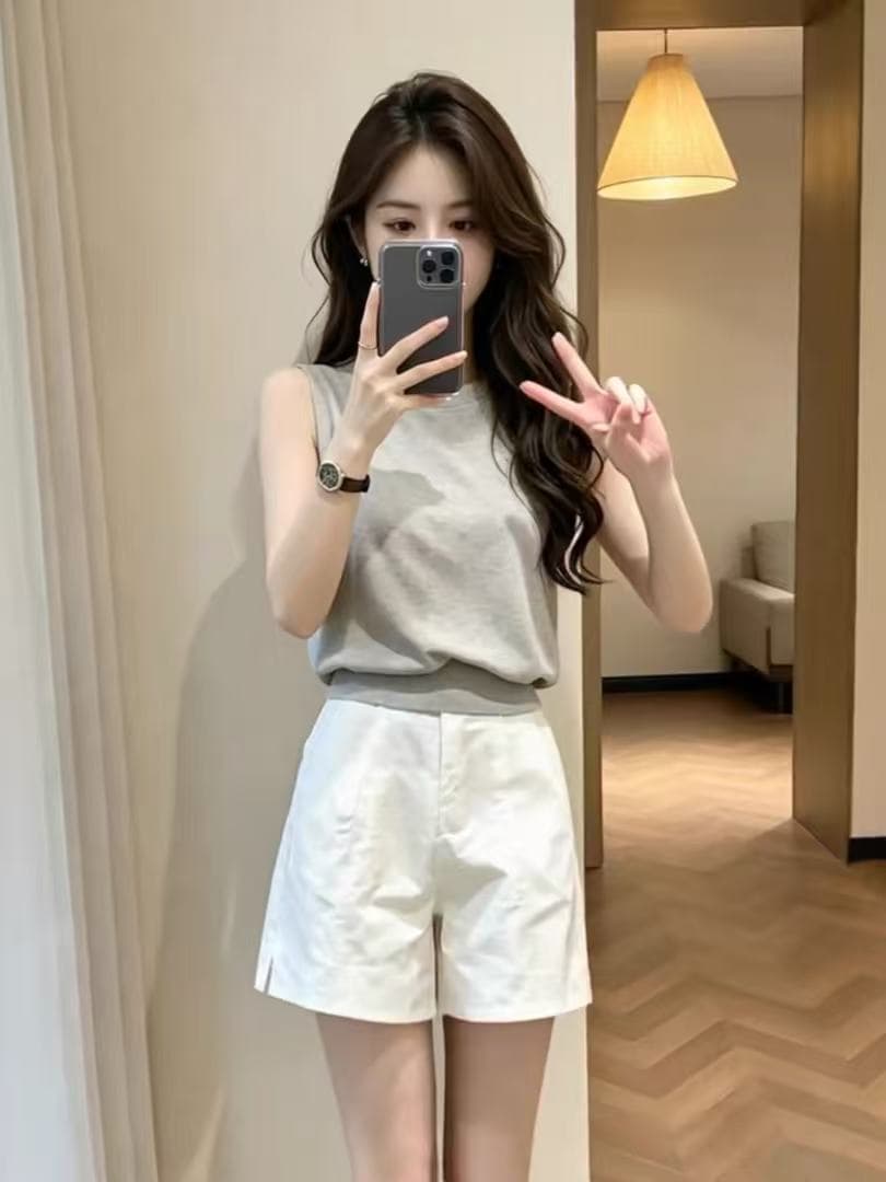 여름 ootd 착용 가져 가라. 한 부서 느긋한 chic 관대 한 점잖은 회색 니트 맨위 상세 이미지 3