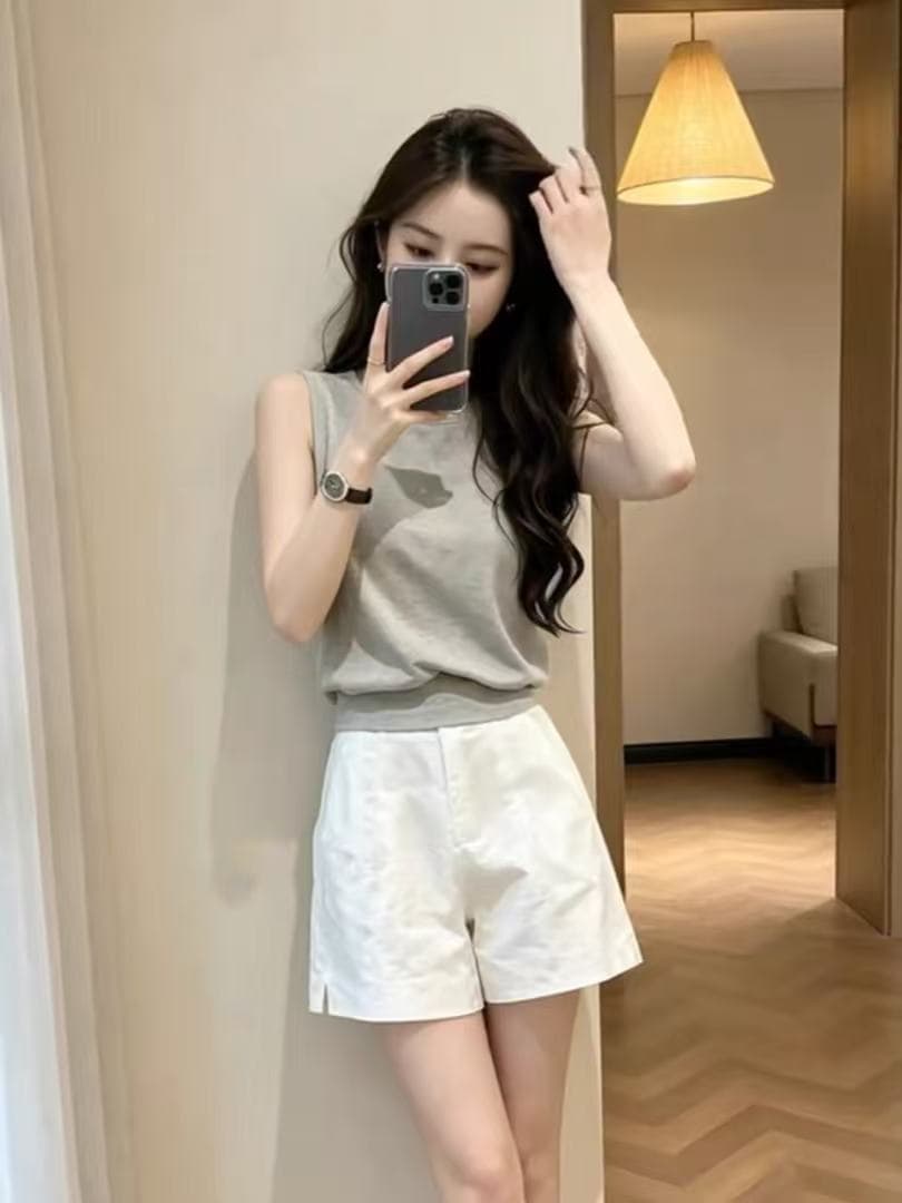 여름 ootd 착용 가져 가라. 한 부서 느긋한 chic 관대 한 점잖은 회색 니트 맨위 상세 이미지 5