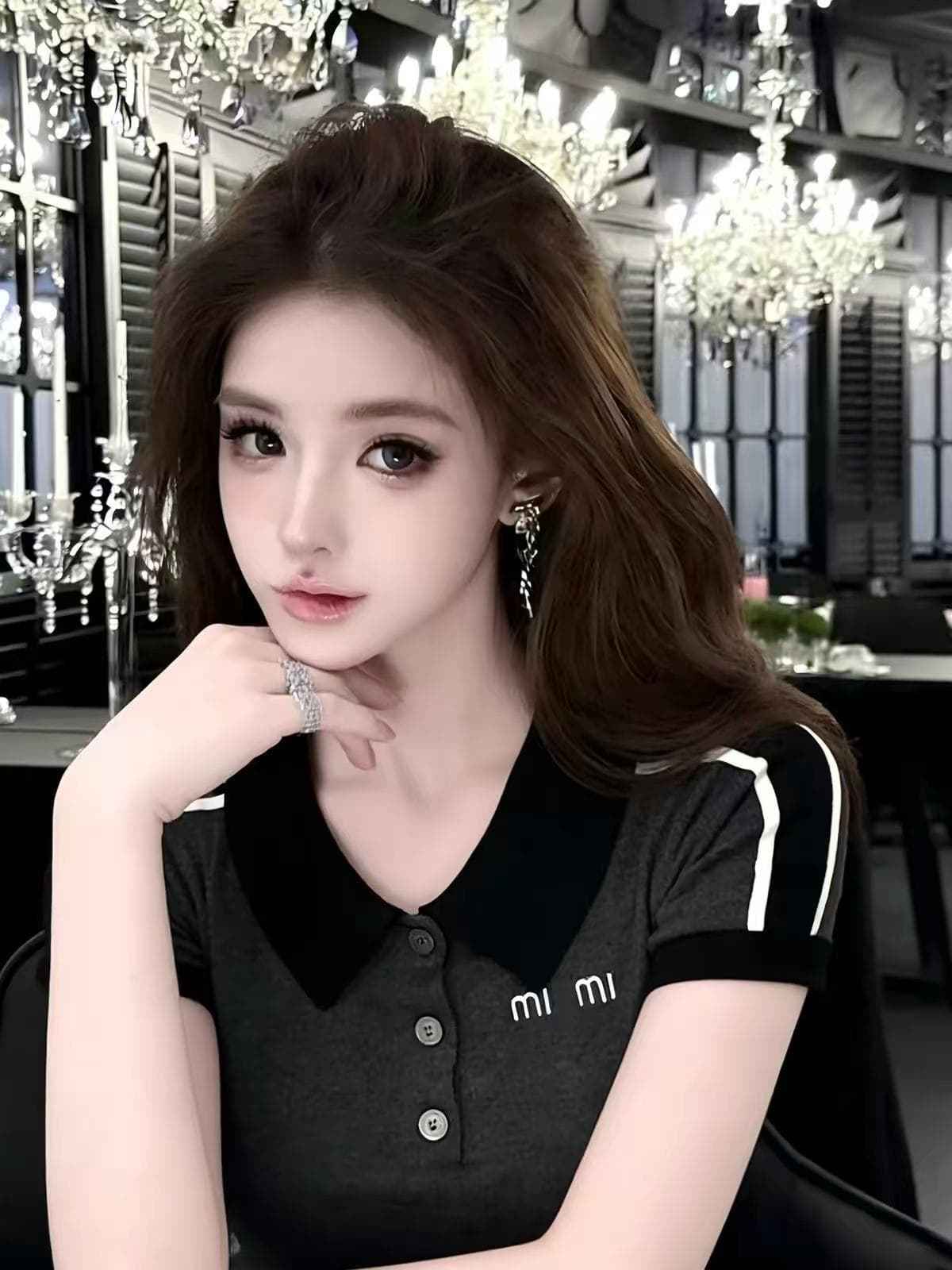 lym studio 학원 스타일 POLO 칼라 알파벳 배색 니트 스웨터 여성용 짧은 소매 몸매 가꾸기 다용도 품격 맨위