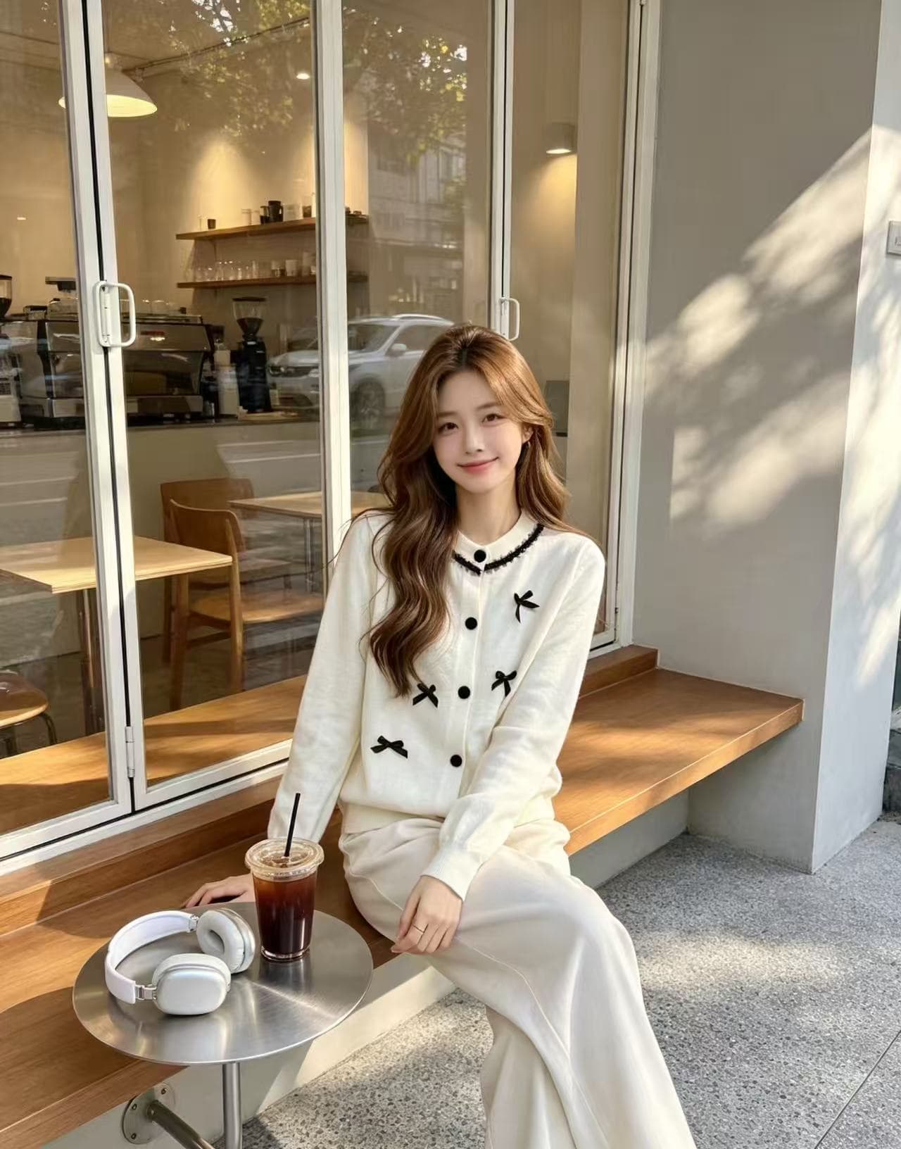 2026 년 이른 가을 새로운 홀로우 아웃 자수 폴로 칼라 니트 오픈 가디건 여성 프랑스식 부드러운 얇은 스타일 스웨터 코트 이미지 3