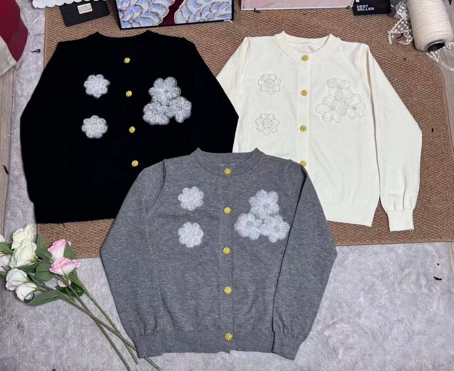 dh official 대 꽃 데이지 꽃 daisy 양모 라운드 넥 스웨터 무거운 작업 데이지 재킷 상세 이미지 5