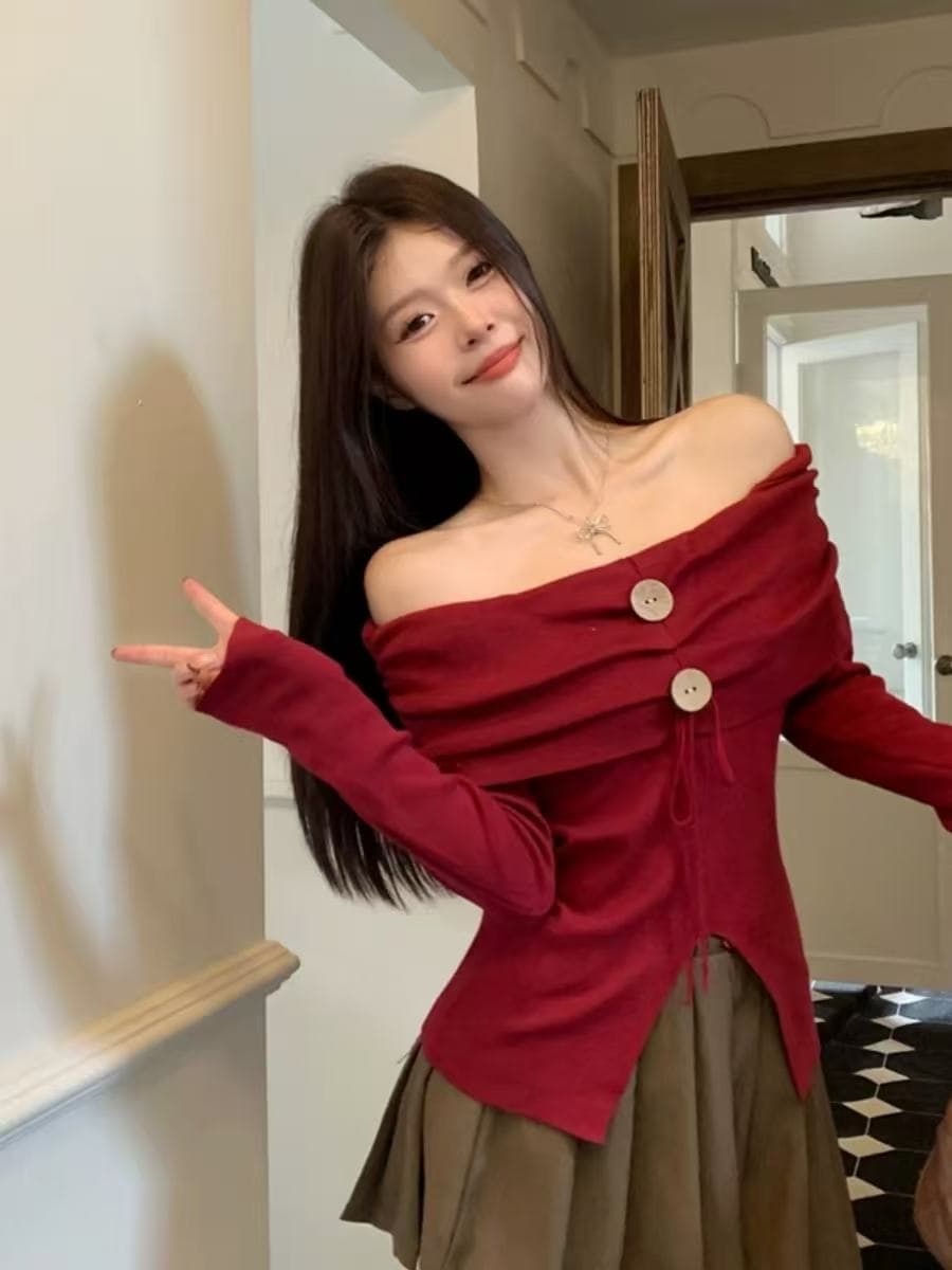 순수한 욕망 바람 섹시함 오프숄더 스트라이프 트임 만나는 작은 셔츠 여성 가을 겨울 인사이드 가져 가라. 디자인 센스 핫걸 쇼트 스타일 맨위 상세 이미지 1
