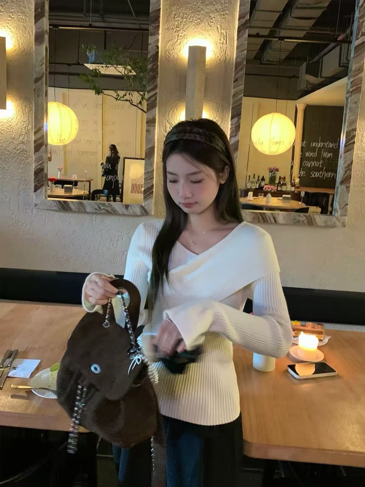 우 77 품격 핑크색 십자가 V넥 니트 스웨터 여성 겨울 몸매 가꾸기 슬림해 보이는 인사이드 가져 가라. 기본 셔츠 긴팔 맨위 새로운 이미지 3