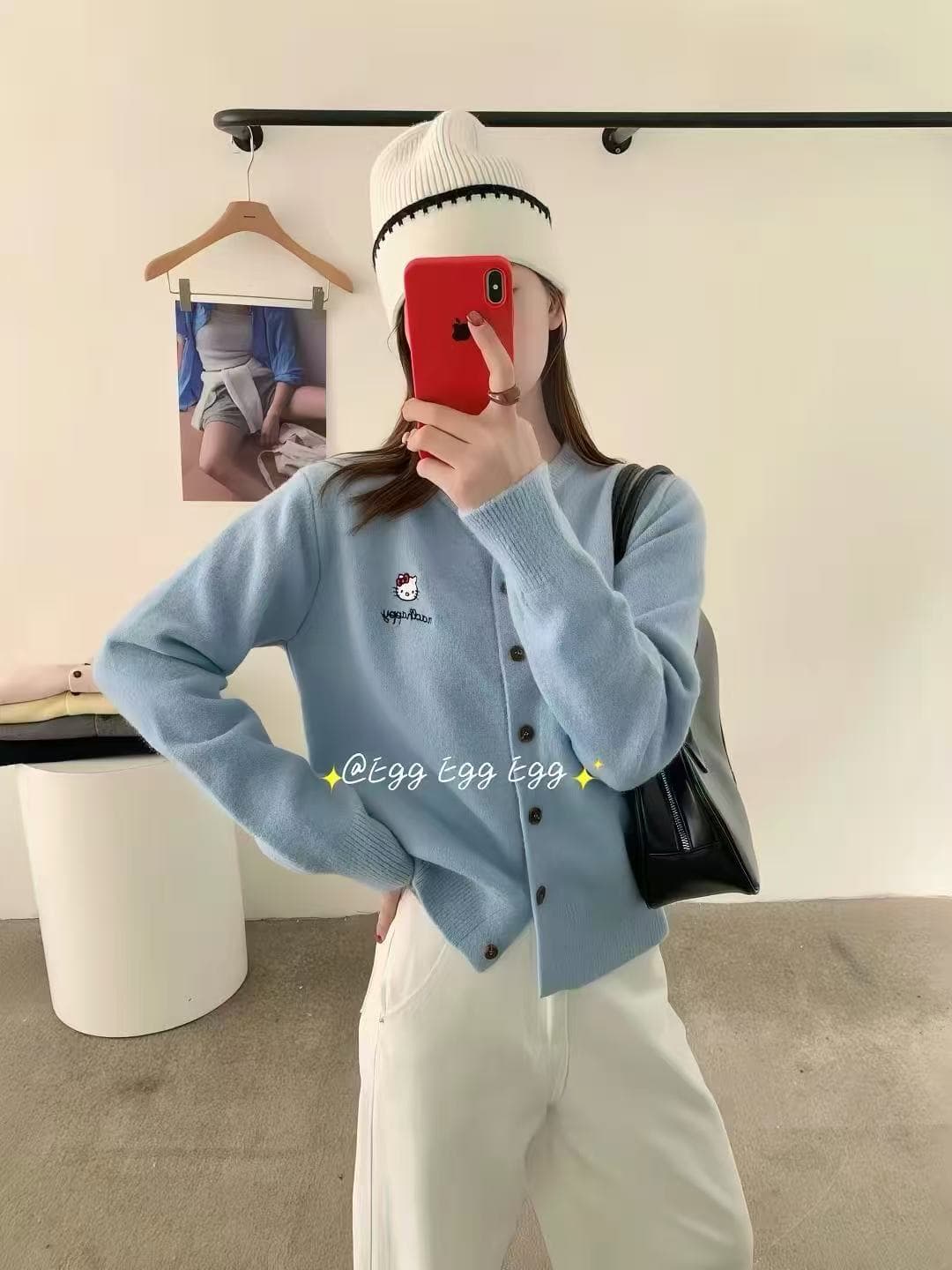 한 부서 egg 만화 키티 자수 부드러운 찹쌀 찹쌀 오픈 가디건 이른 가을 외국 가스 착용 가져 가라. 슬림해 보이는 재킷 맨위 여성 상세 이미지 2