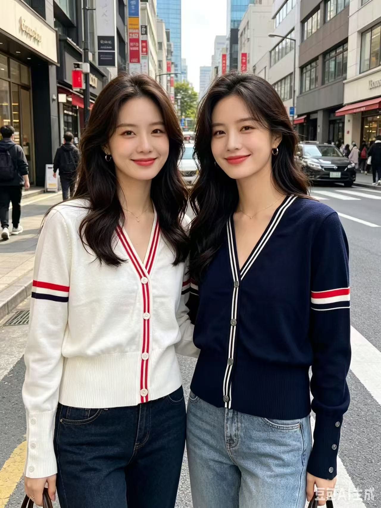 생각하기 지아 한 레트로 학원 스타일 스트라이프 배색 V넥 니트 오픈 가디건 여성 2026 년 봄 가을 루즈핏 스웨터 코트