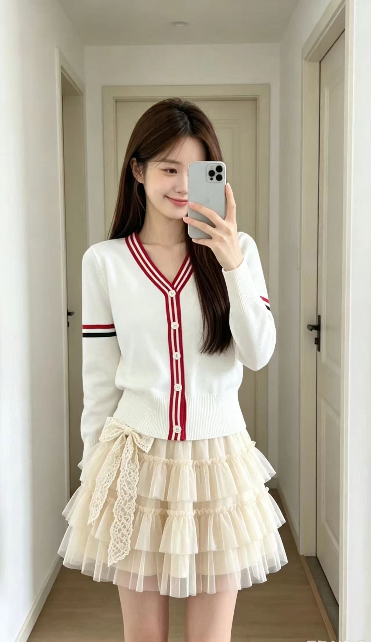 생각하기 지아 한 레트로 학원 스타일 스트라이프 배색 V넥 니트 오픈 가디건 여성 2026 년 봄 가을 루즈핏 스웨터 코트 상세 이미지 3