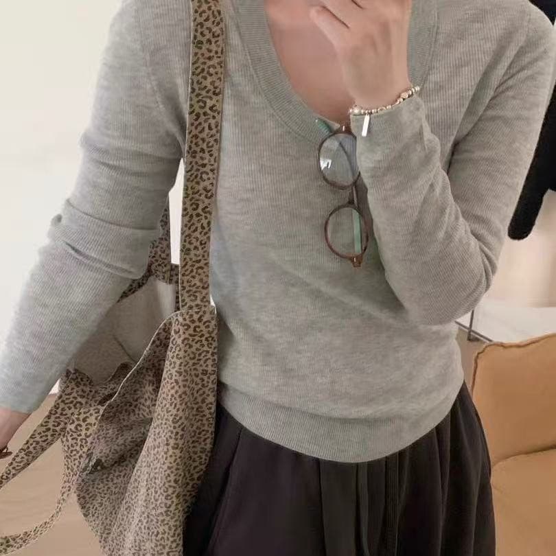 48 지점 양모 높음 제품 익스트림 제인 u 칼라 긴팔 몸매 가꾸기 스웨터 기본 셔츠 26 가을 겨울 계속 이미지 5