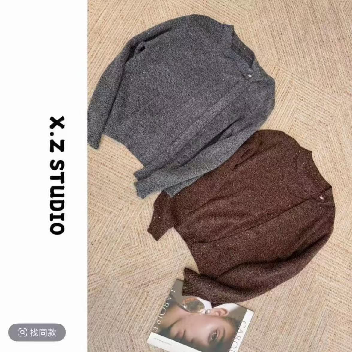x.zhen 판금 수년 니트 스웨터 가을 오래된 돈 바람 스웨터 맨위 느슨함 센스 고유 한 아름다운 니트 이미지 5