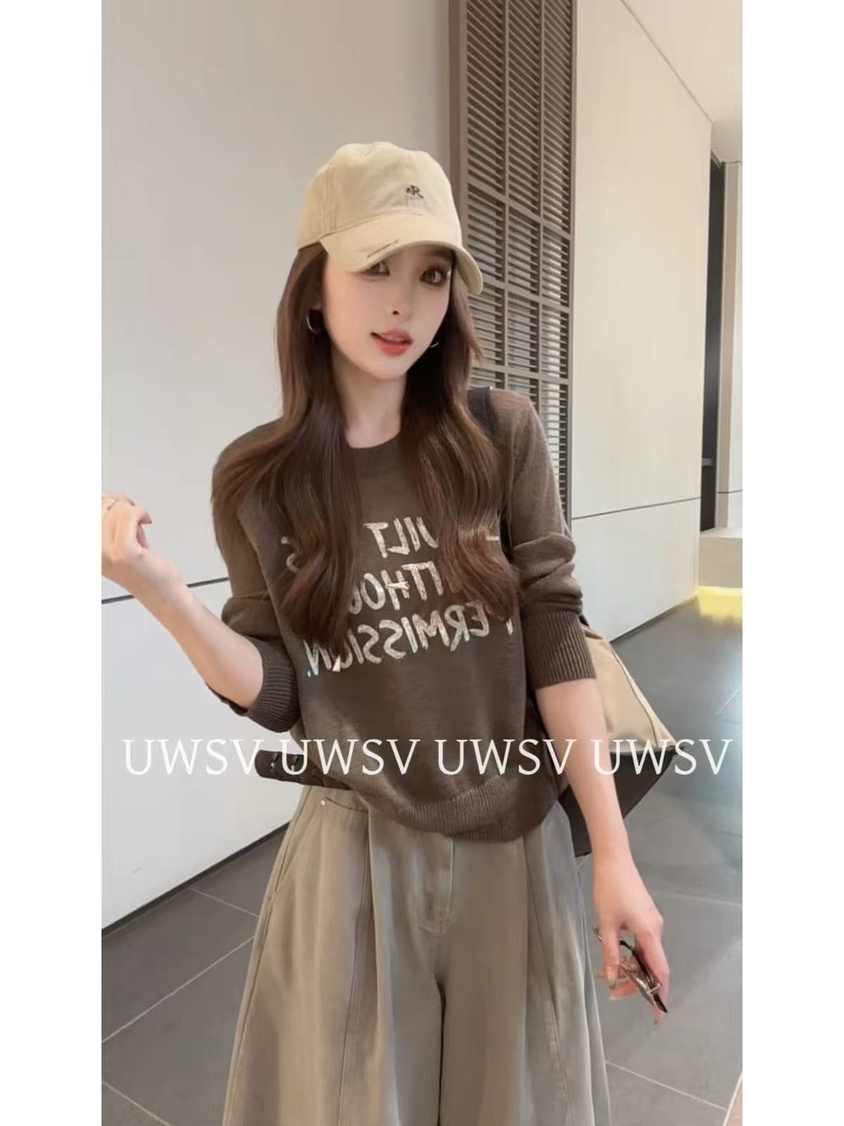 Annan uwsv 새로운 이른 가을 외국 가스 패션 루즈핏 캐주얼 여자 니트 스웨터 풀오버 알파벳 스웨터