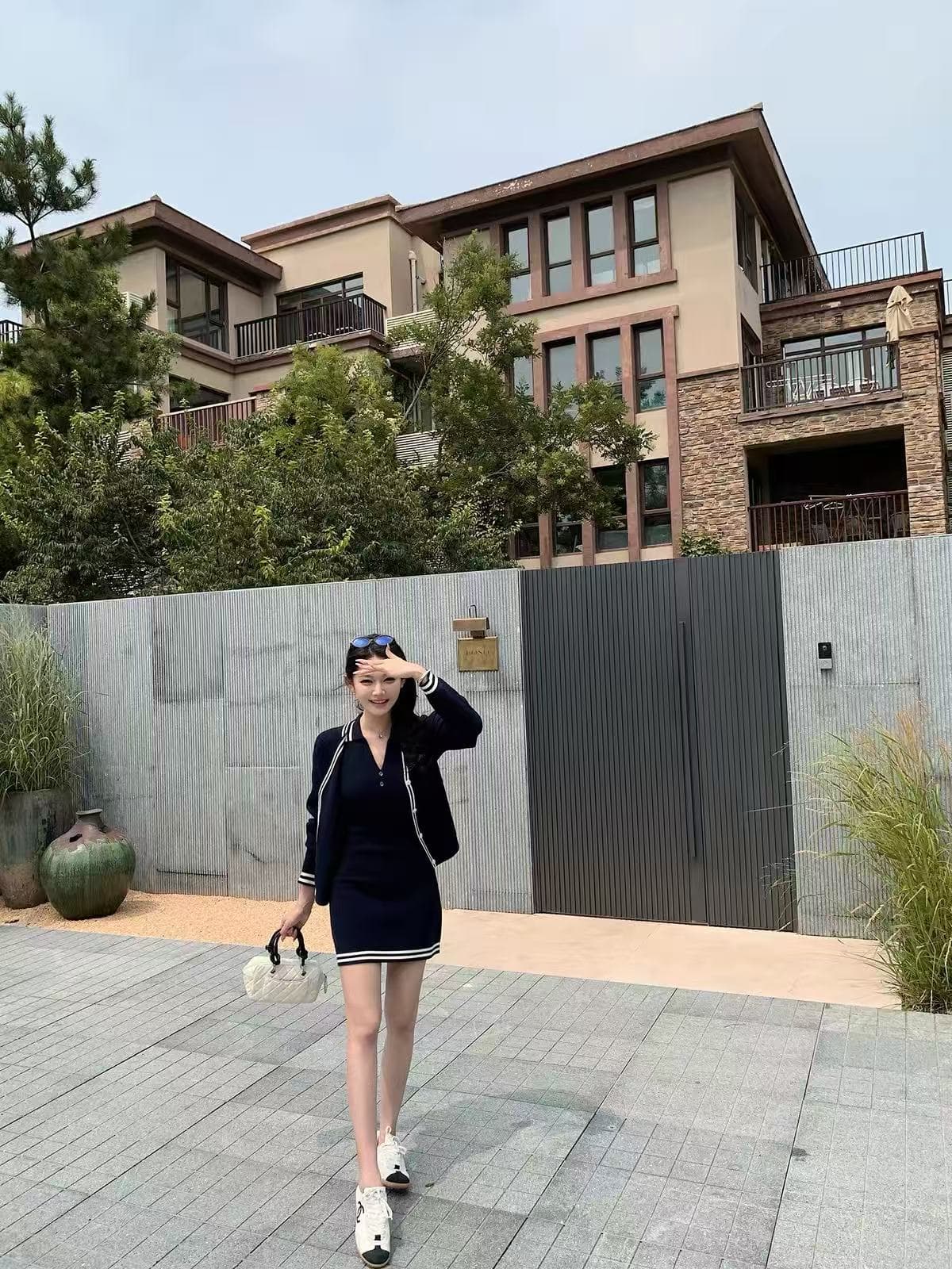 lilylikes rich 오래된 돈 부드러운 계절 느긋한 약화 된 양모 몸매 가꾸기 치마 모직물 오픈 가디건 세트 상세 이미지 3