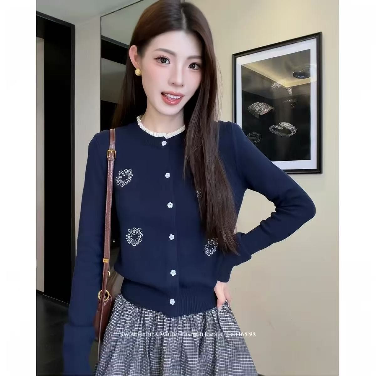 芊芊 품격 니트 오픈 가디건 여성 2026 이른 가을 새로운 미니멀리즘 다용도 몸매 가꾸기 슬림해 보이는 맨위 zz-037