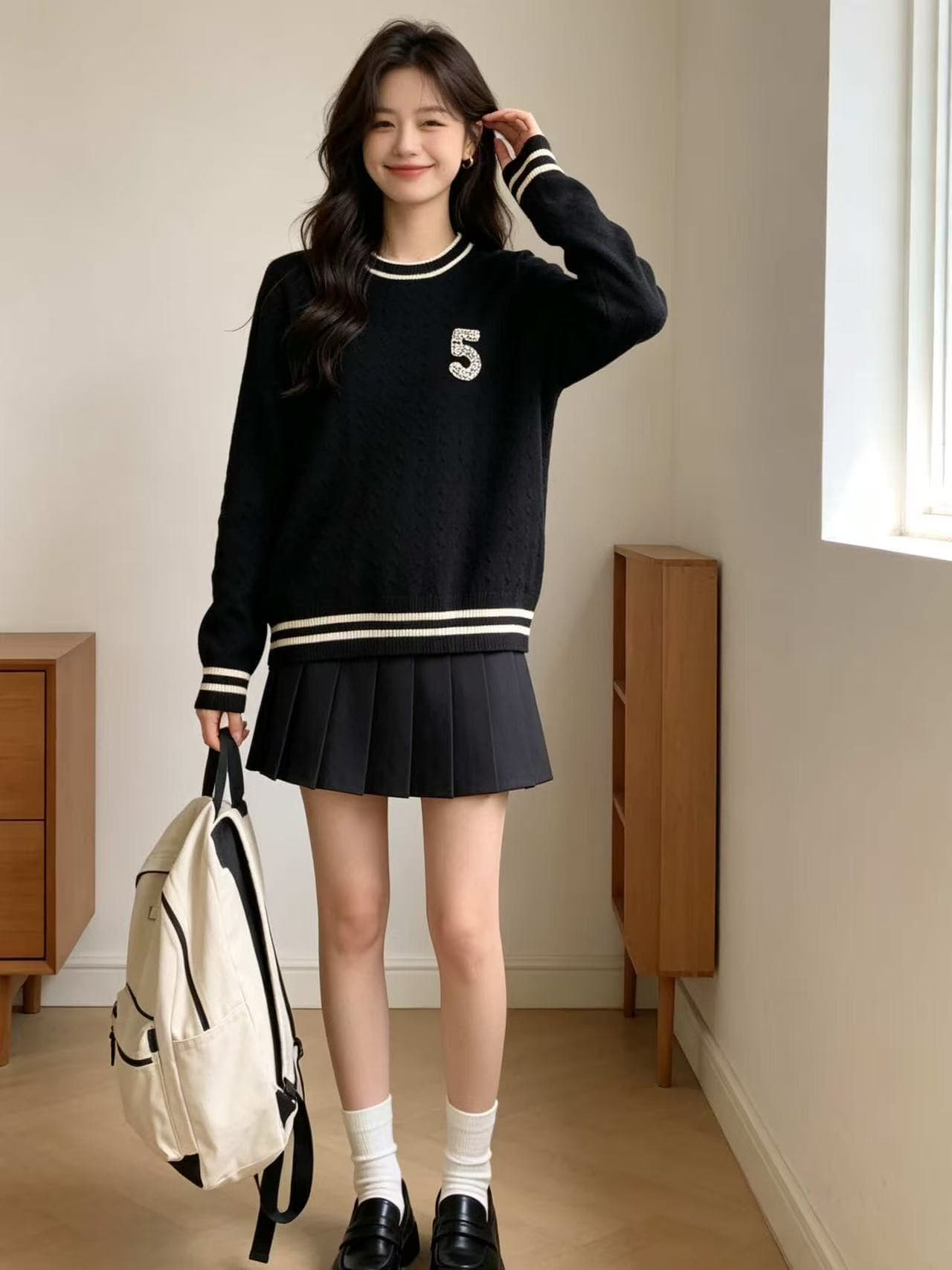 동백 나무 질감 이른 가을 맨위 느긋한 느슨함 센스 스웨터 기본 셔츠 2026 새로운 올해 인기 폭발 이미지 2