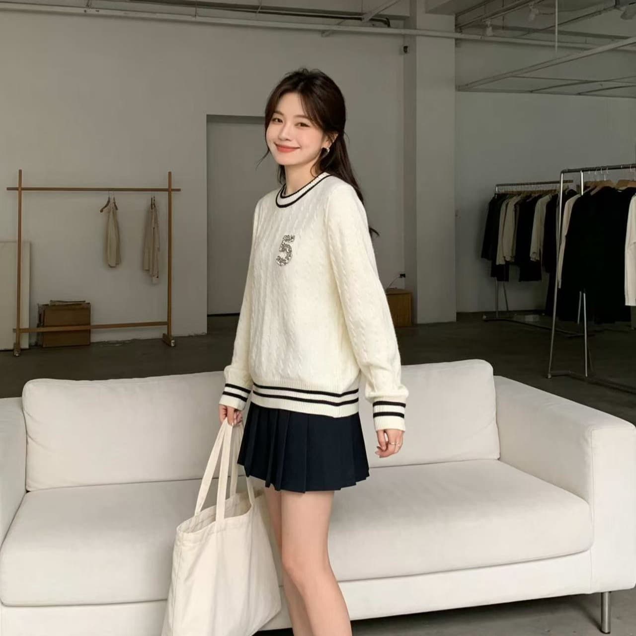 동백 나무 질감 이른 가을 맨위 느긋한 느슨함 센스 스웨터 기본 셔츠 2026 새로운 올해 인기 폭발 이미지 5