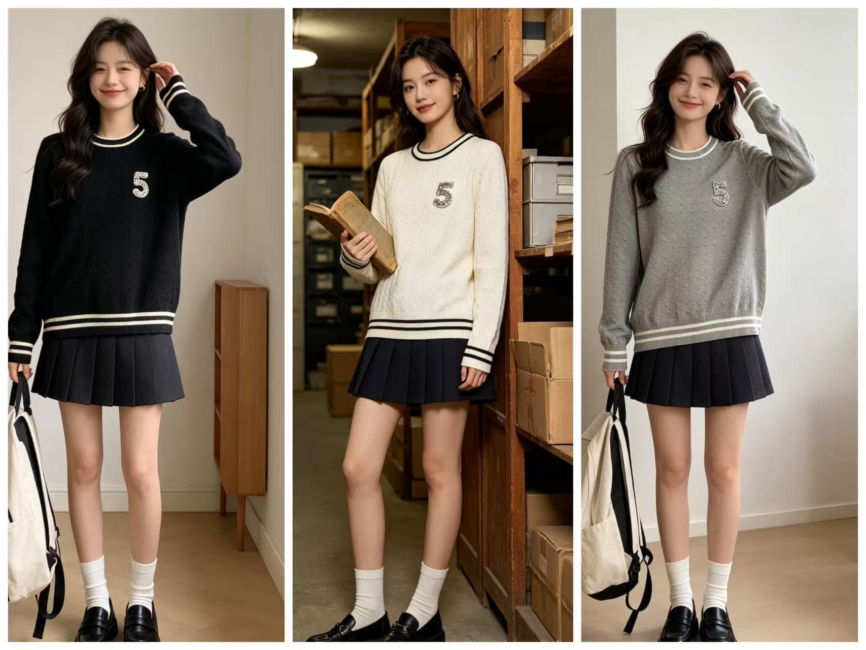 동백 나무 질감 이른 가을 맨위 느긋한 느슨함 센스 스웨터 기본 셔츠 2026 새로운 올해 인기 폭발 상세 이미지 1