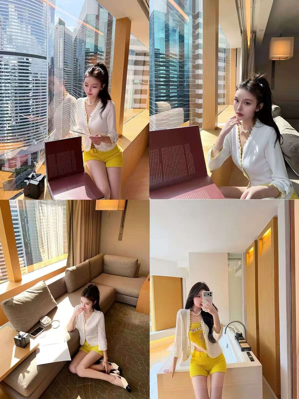 oyff 어디서? 어디서? 와라. 싱글 레몬 화이트 물결무늬 편지 양모 혼방 샤오시엔 니트 오픈 가디건 여성 배색 레이스 맨위 상세 이미지 5