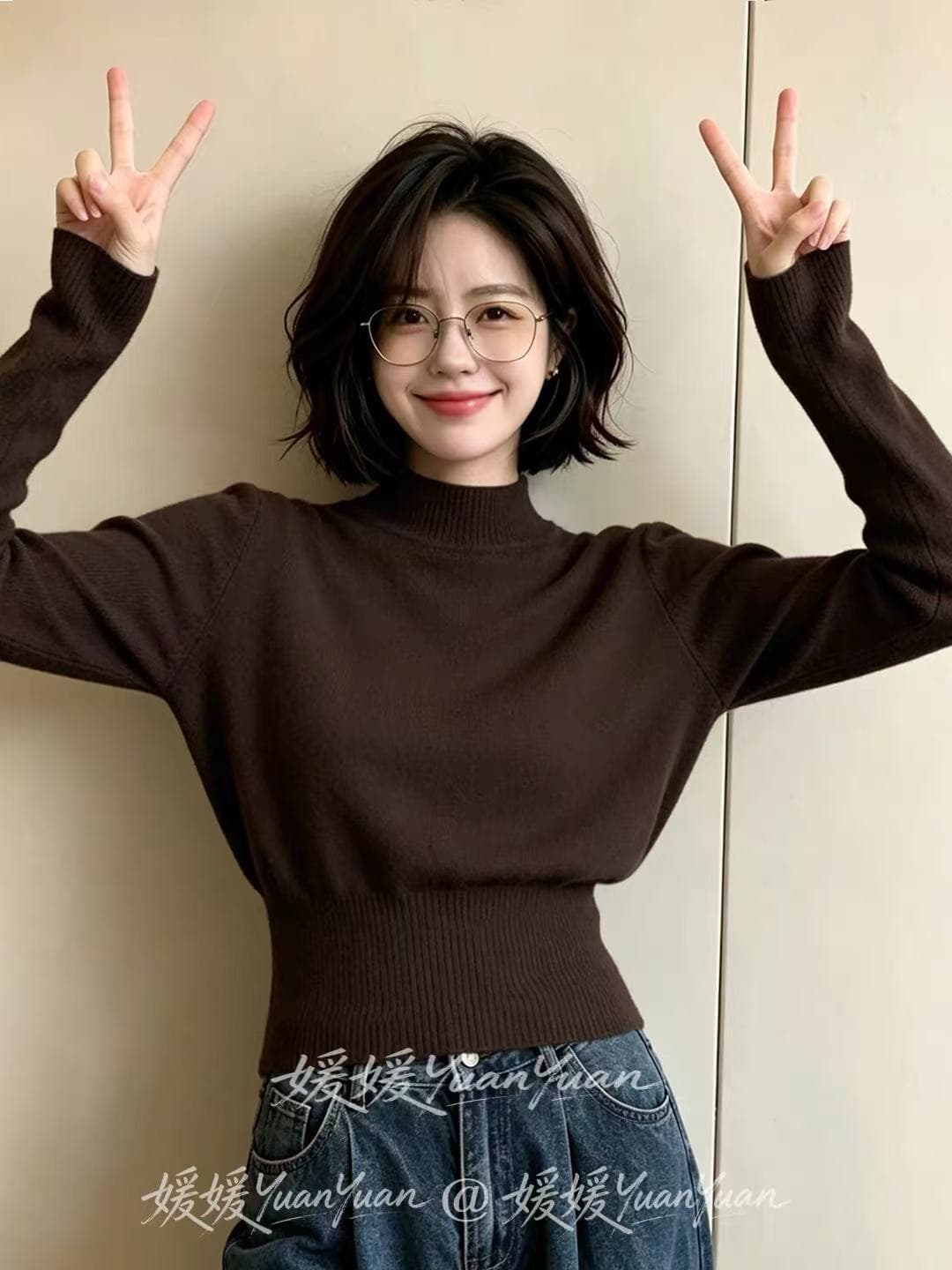 한 부서 품격 반하이넥 나팔 소매 니트 스웨터 여성 2026 가을 겨울 허리 수축 슬림해 보이는 긴팔 기본 셔츠 nis 트렌디 이미지 2