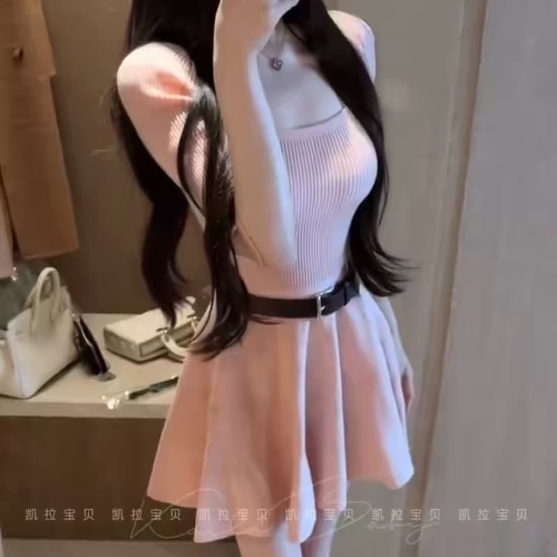 유명 샤오시엔 품격 명문 여성 빛 럭셔리 슬림해 보이는 패션 허리 수축 몸매 가꾸기 작은 대중 디자인 센스 긴팔 드레스 이미지 5