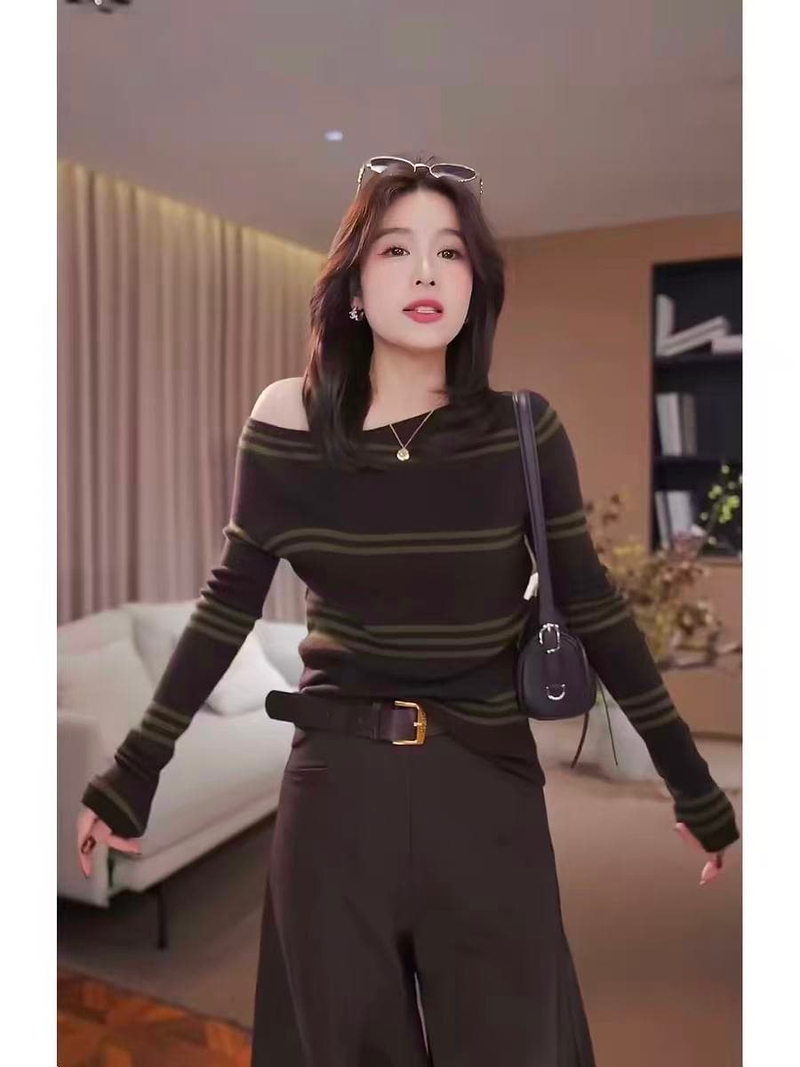 오래된 피아노 사설 서비스 저녁 바람 경박 한 양모 슬림해 보이는 스트라이프 니트 스웨터 얇은 스타일 스웨터 여자 가을 새로운 3475 이미지 3