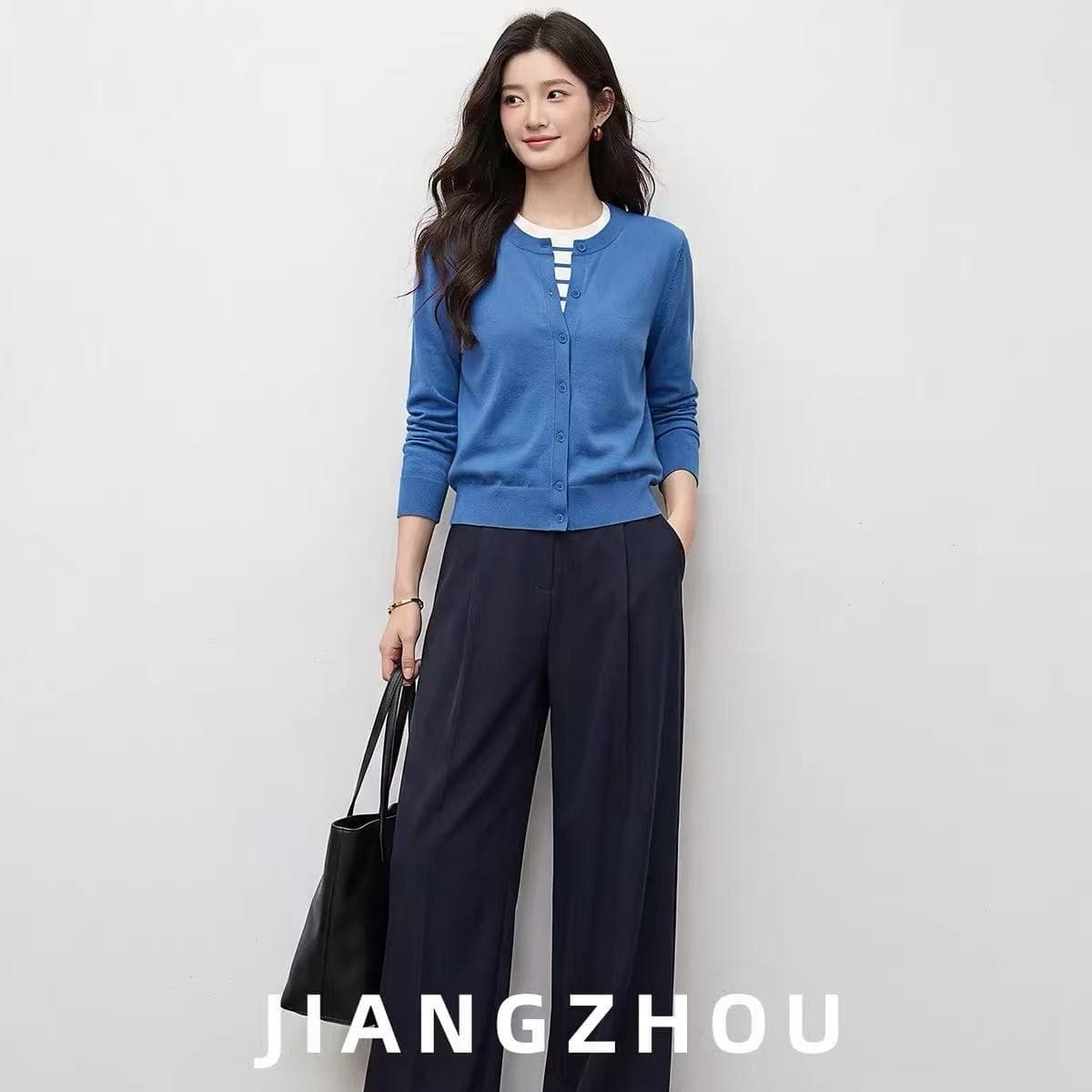 강 대륙 jiangz 가을 새로운 높음 지혜 오래된 돈 바람 스트라이프 니트 오픈 가디건 캐주얼 출퇴근 페이크 레이어드 맨위 이미지 5