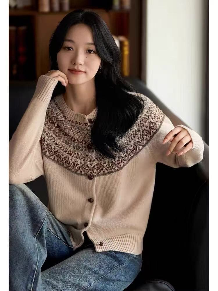 dholic 일어나세요. 패션 북유럽 스코틀랜드 바람 이탈리아 공예 품격 다용도 니트 오픈 가디건 여성 상세 이미지 2
