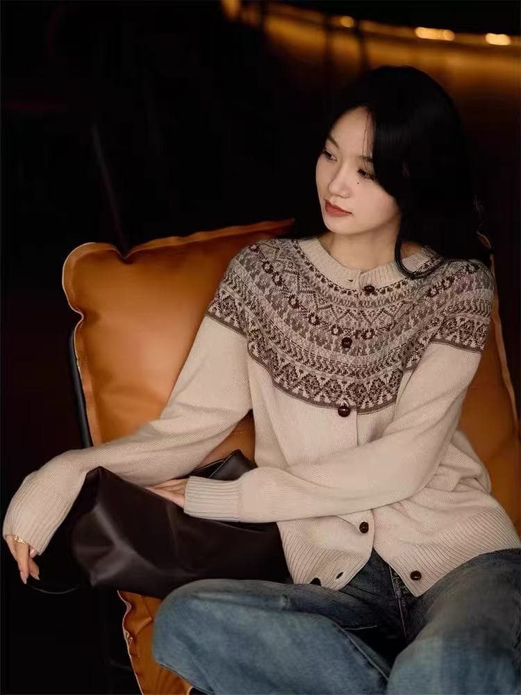 dholic 일어나세요. 패션 북유럽 스코틀랜드 바람 이탈리아 공예 품격 다용도 니트 오픈 가디건 여성 상세 이미지 3