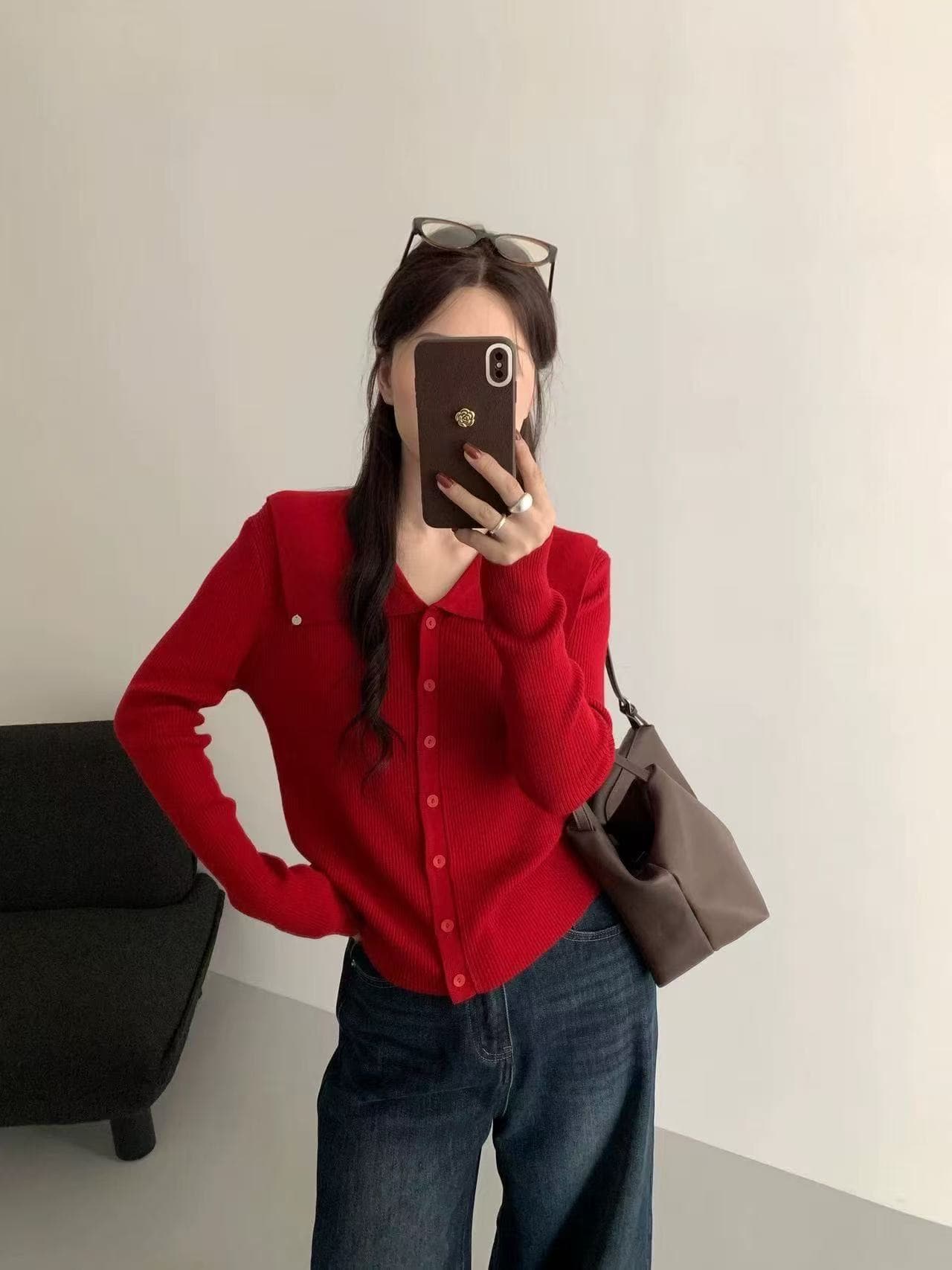 유럽 상품 2026 가을 겨울철 작은 샤넬 스타일 하나 단추 대 칼라 색상 품격 슬림해 보이는 니트 오픈 가디건 여성 코트 상세 이미지 2